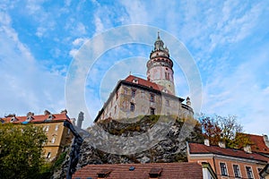 Old tower when shooting from the entrance bridge