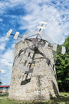 Old tower windmill in Holic, Slovakia, vertical composition