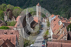 Old town from above in Rothenburg ob der Tauber, Germany