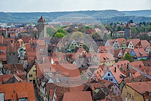 Old town from above in Rothenburg ob der Tauber, Germany