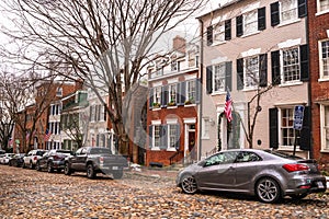 Old Town Alexandria, Virginia with historic homes and cobblestone street