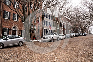 Old Town Alexandria, Virginia with historic homes and cobblestone street