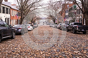 Old Town Alexandria, Virginia with historic homes and cobblestone street