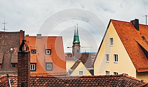 Old town architecture in German city of Nuremberg