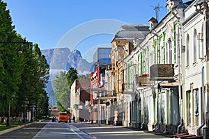 Old town architecture of the Prospekt Mira street in Vladikavkaz