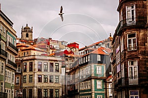 Old town buildings in Vitoria district in Porto city, Portugal