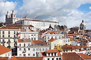 Old town and cathedral of Lisbon, Portugal photo