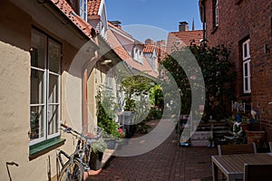 Luebeck, Germany - July 20, 2021 - The old town centre and the district termed the Innenstadt photo