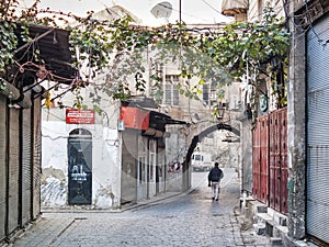 Old town cobbled street in damascus syria