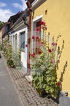 Old Town Cobblestreet with Housing at Ystad Midtown overlooking Church