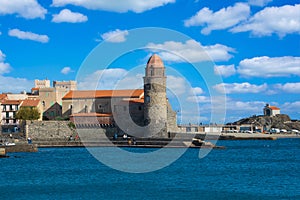 Old town of Collioure, France, a popular resort town on Mediterranean sea