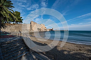 Old town of Collioure, France, a popular resort town on Mediterranean sea