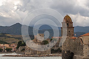 Old town of Collioure, France, a popular resort town on Mediterranean sea