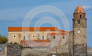 Old town of Collioure, France, a popular resort town on Mediterranean sea