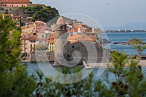 Old town of Collioure, France, a popular resort town on Mediterranean sea