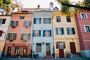 Old town colorful buildings in Sibiu, Romania