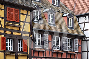 Old town colorful typical architecture in Alsace