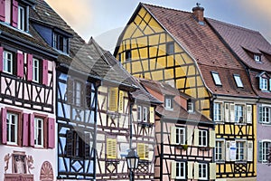 Old town colorful typical architecture in Alsace