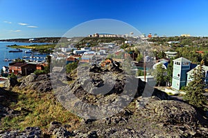 Yellowknife Old Town and Downtown from the Rock, Great Slave Lake, Northwest Territories, Canada photo