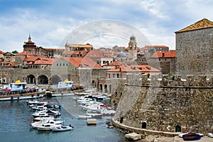 Old town of Dubrovnik, harbor, city walls, Croatia UNESCO