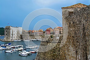Old town of Dubrovnik, harbor, city walls, Croatia UNESCO