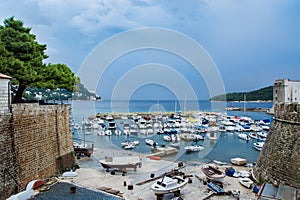 Old town of Dubrovnik, harbor, city walls, Croatia UNESCO