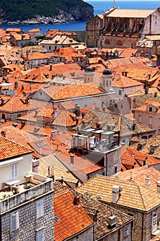 Old town of Dubrovnik near the sea, portrait
