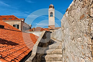 Old Town of Dubrovnik, red tiled roofs, historical cityscape, Croatia