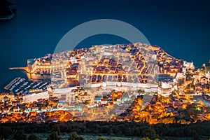 Old town of Dubrovnik at twilight, Dalmatia, Croatia