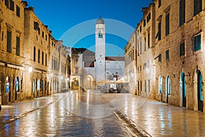 Old town of Dubrovnik at twilight, Dalmatia, Croatia