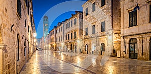 Old town of Dubrovnik at twilight, Dalmatia, Croatia