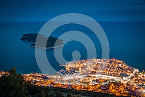 Old town of Dubrovnik at twilight, Dalmatia, Croatia