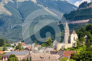 Old town Eisenerz near iron mine Erzberk, Styria, Austria