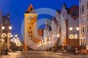 Old town of Elblag at night