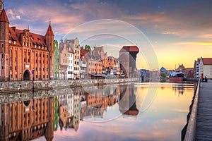 Old town of Gdansk at Motlawa river