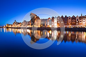 Old town of Gdansk at night