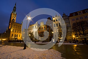 Old town of Gdansk at night