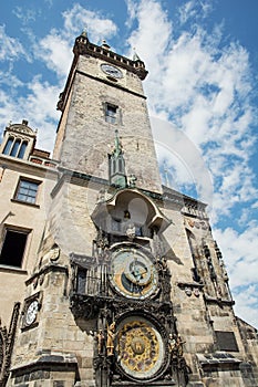Old town hall with astronomical clock in Prague