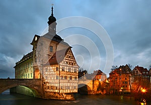 The Old Town Hall in dusk. Bamberg.