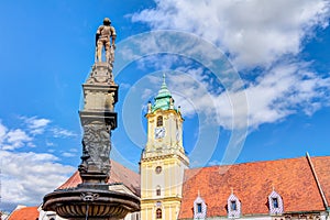 Old town hall and fountainin Bratislava