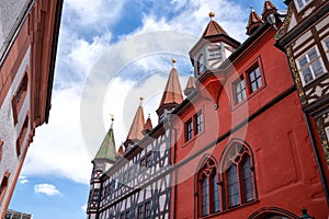 Old town hall in Fulda, Germany. From 1531 to 1782, the Gothic ensemble of houses in Unterm Heilig Kreuz StraÃŸe served the city