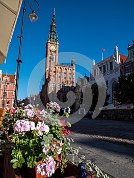 the old town hall in gdansk poland market place