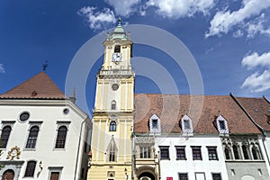 Old Town Hall at the main square in Bratislava on a sunny day