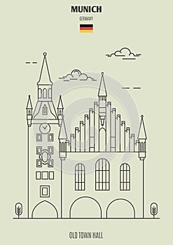 Old Town Hall in Munich, Germany. Landmark icon