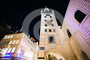 Old Town Hall at night, in Munich, Germany.