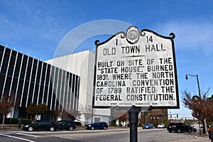 Old Town Hall Sign, Fayetteville, NC, USA