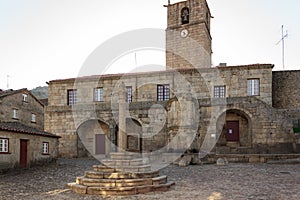 The old Town hall square in historic portuguese village of Castelo Novo