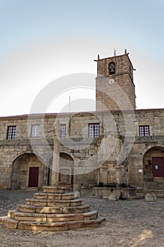 The old Town hall square in historic portuguese village of Castelo Novo in Fundao