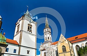 Old Town Hall and St. James church in Levoca, Slovakia