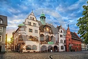 Old Town Hall on sunrise in Freiburg